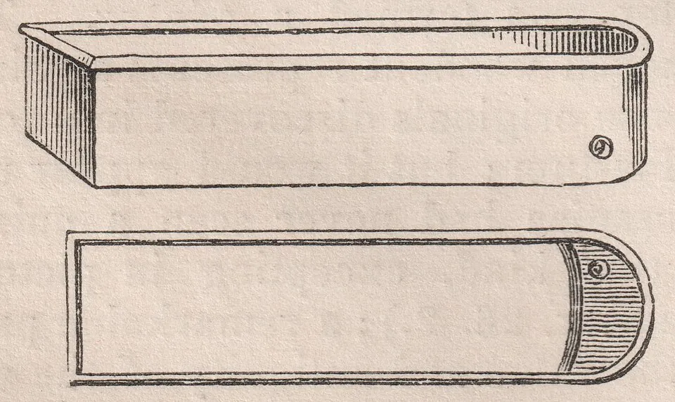 古いラテン語辞書の挿絵（細長い小箱）