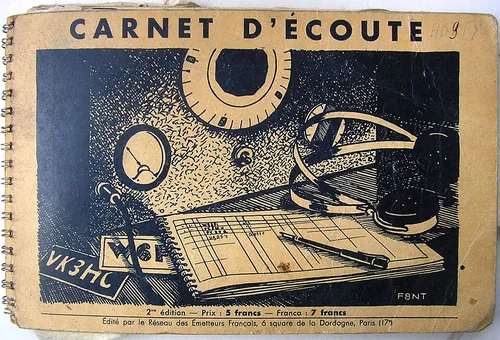 Carnet d'écoute d'Henry Mégard (1921-1970), radio amateur HB9FX, 1948-1952. Publié par « Réseau des émetteurs français » (15,5 x 24 cm, 2ème